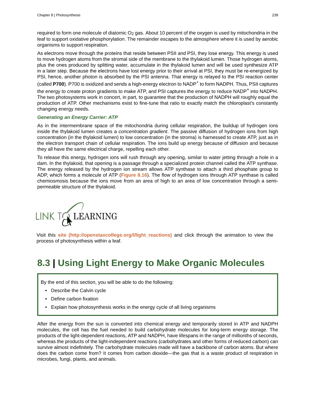 Using Light Energy to Make Organic Molecules