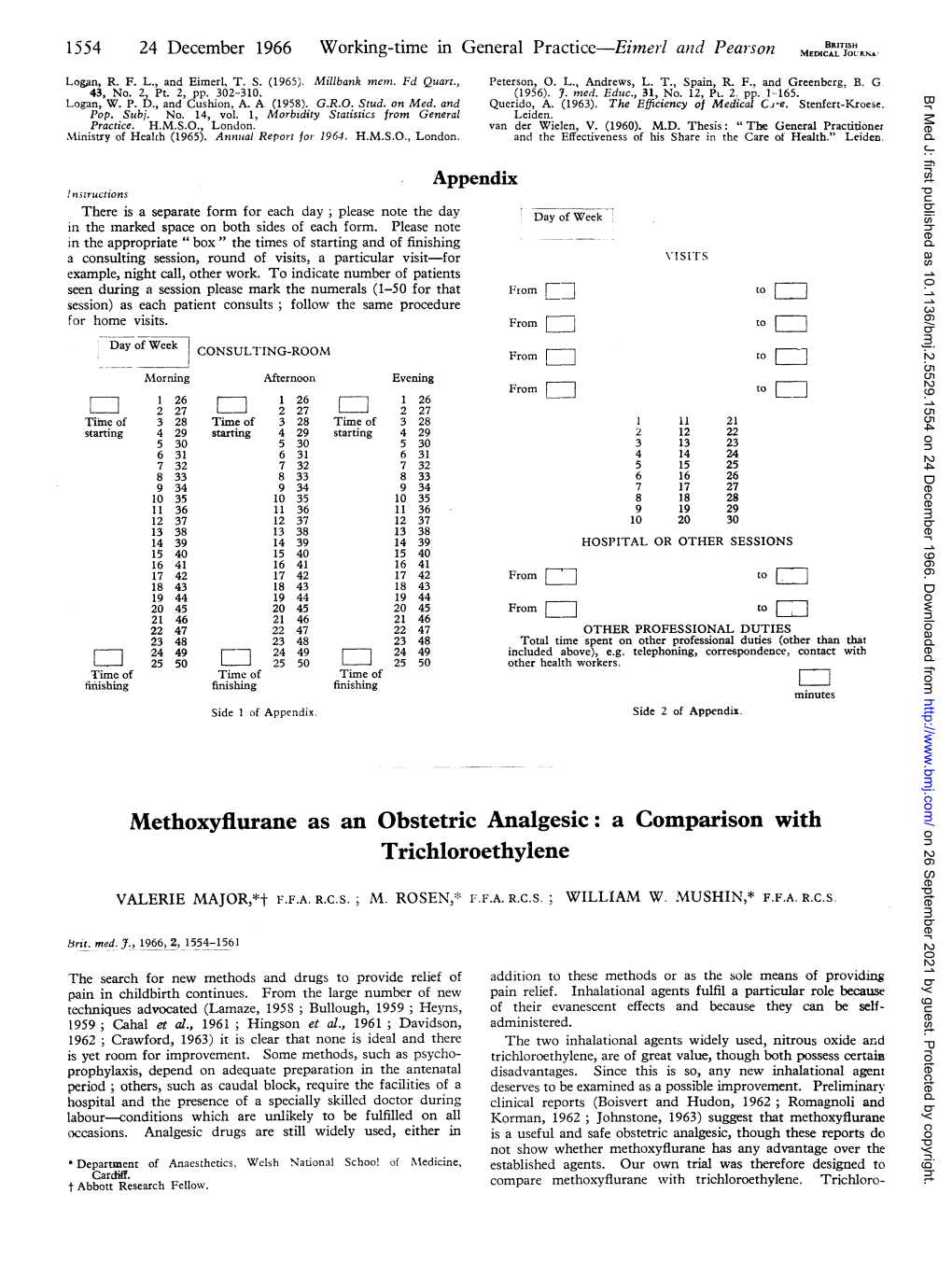 Methoxyflurane As an Obstetric Analgesic: a Comparison with on 26 September 2021 by Guest