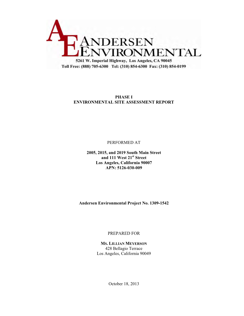 Phase I Environmental Site Assessment Report