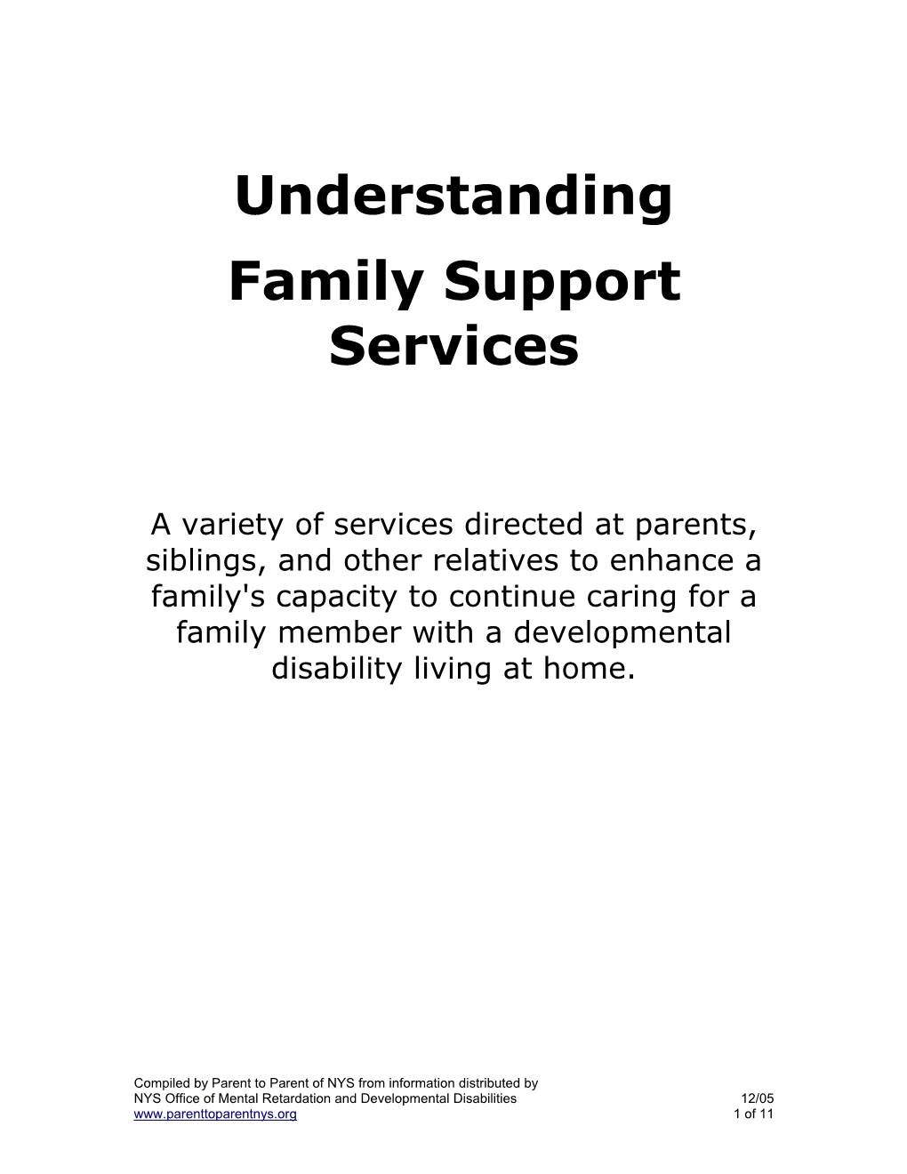 Understanding Family Support Services