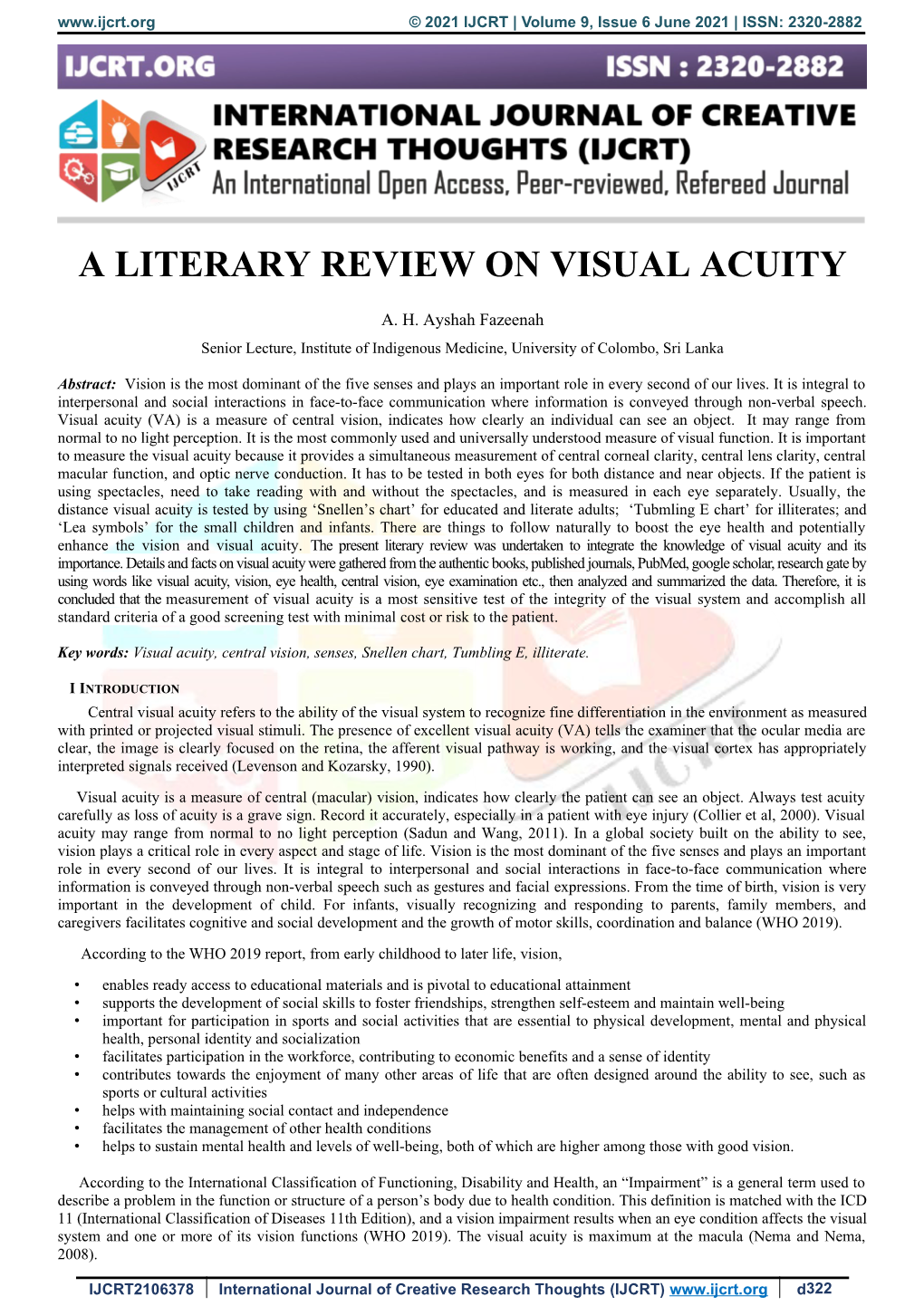 A Literary Review on Visual Acuity