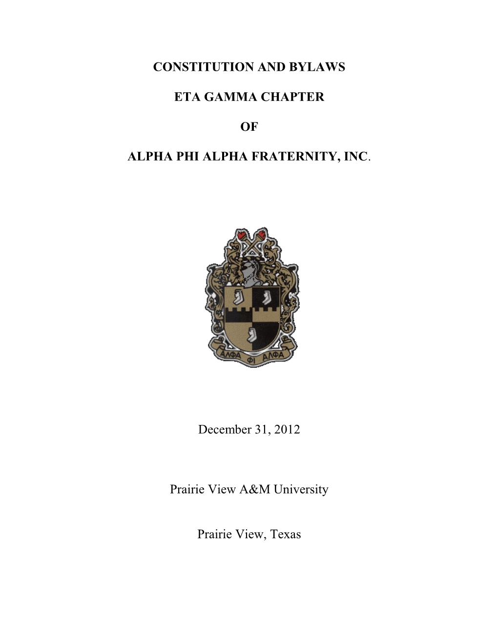 Constitution and Bylaws Eta Gamma Chapter of Alpha Phi