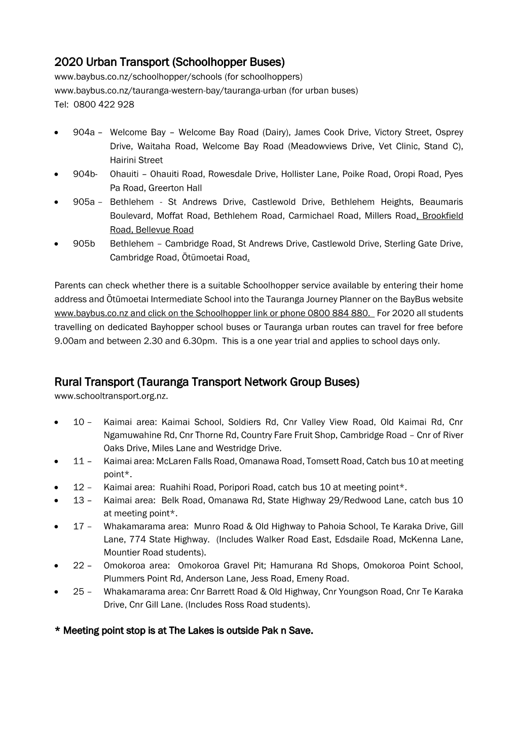 2020 Urban Transport (Schoolhopper Buses) Rural Transport