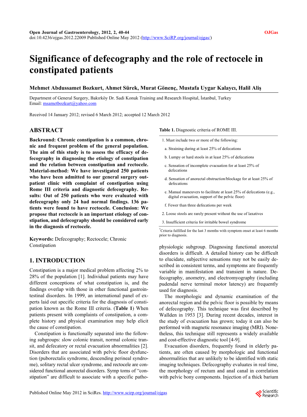 Significance of Defecography and the Role of Rectocele in Constipated Patients