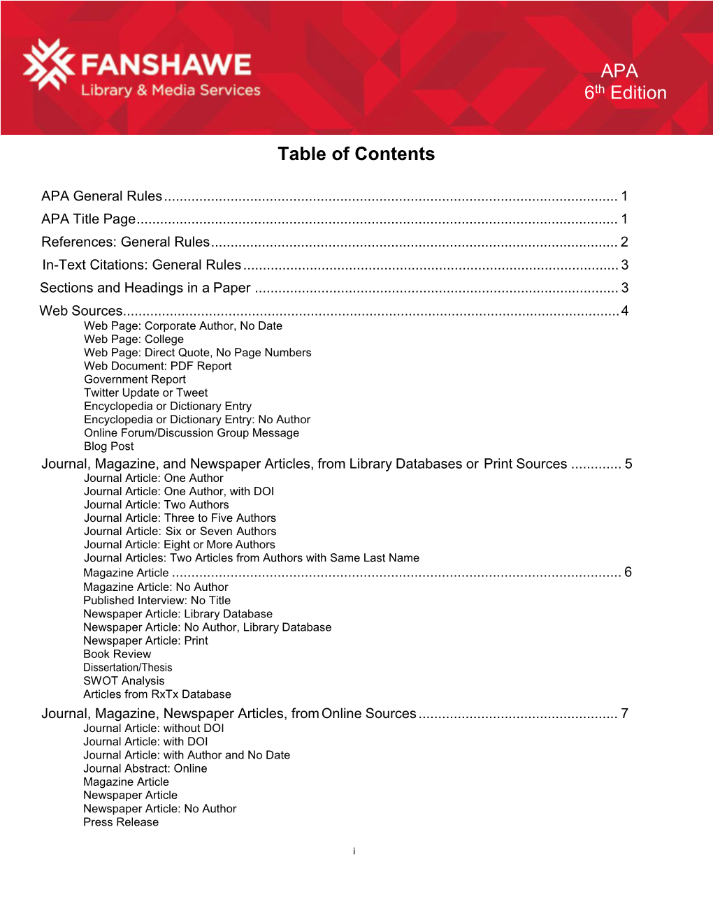 Table of Contents WKAPA APA 6Th Edition