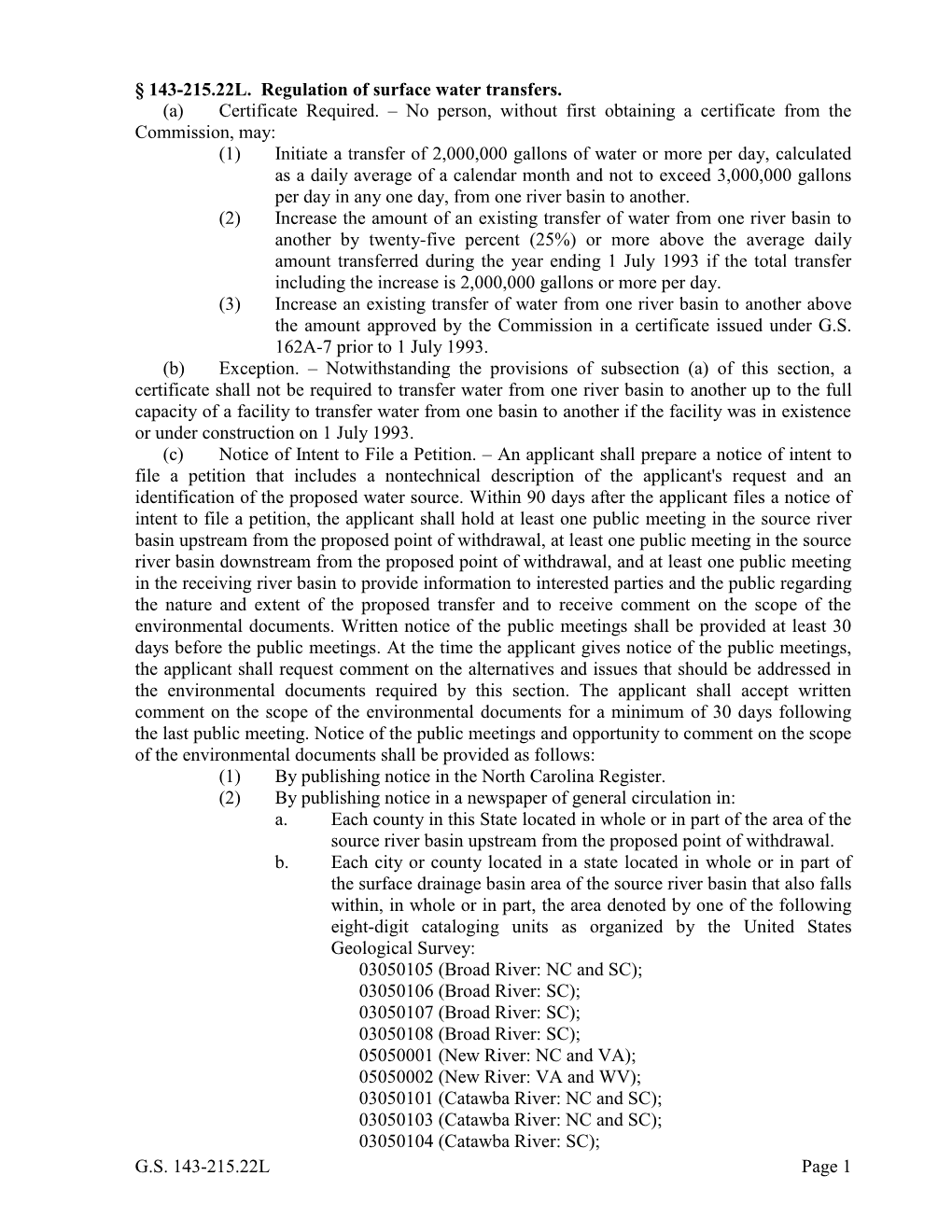 Interbasin Transfer, Including Water Supply Sources That Do Not Require an Interbasin Transfer and Use of Water Conservation Measures