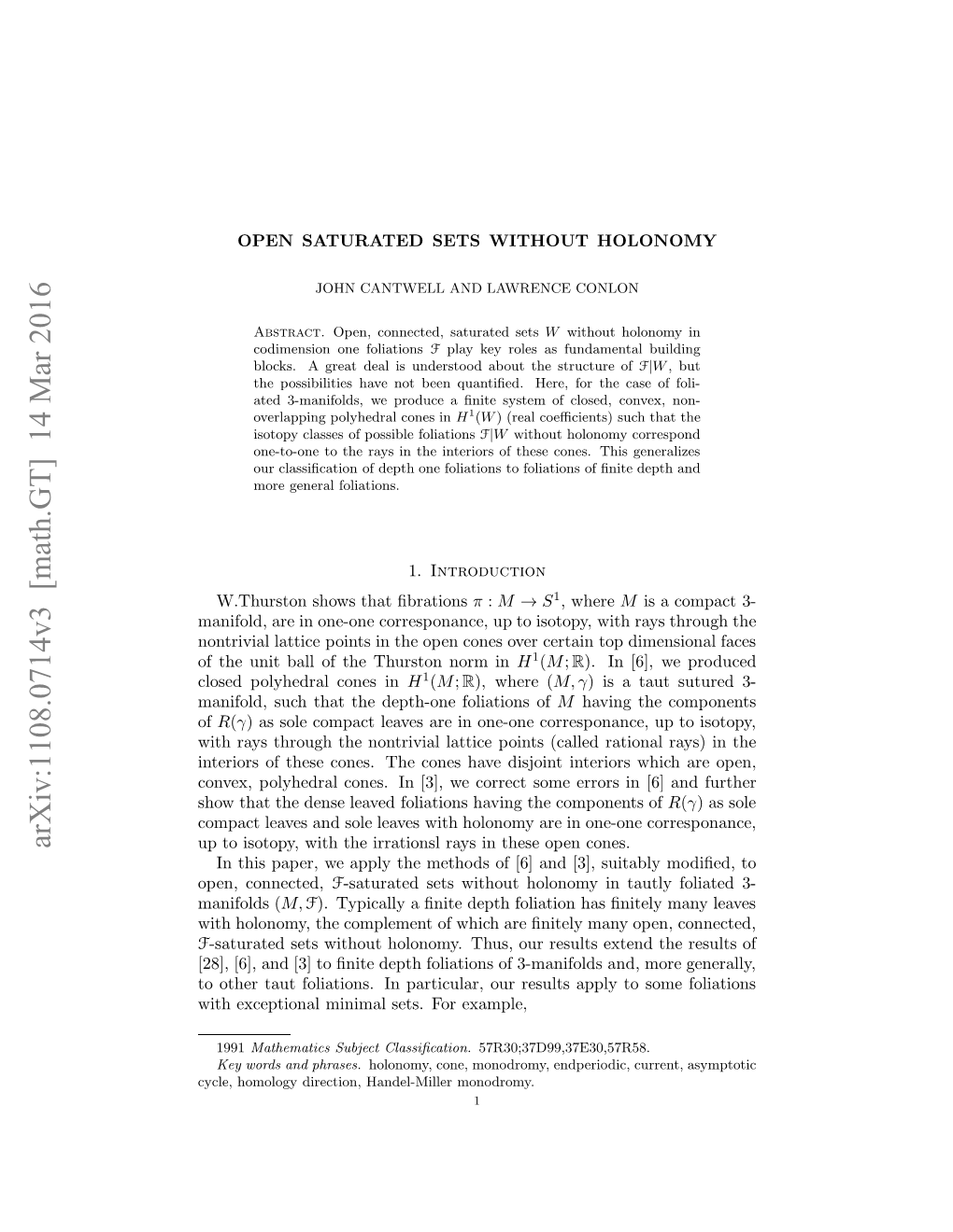 Arxiv:1108.0714V3 [Math.GT] 14 Mar 2016 Oohrtu Oitos Npriua,Orrslsapyt Apply Example, Results for Our Sets