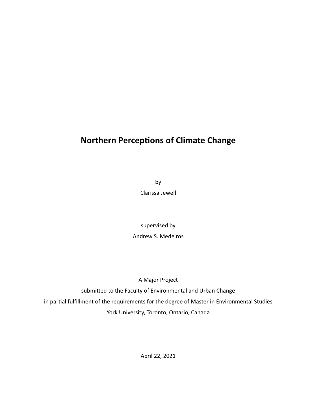 Northern Perceptions of Climate Change