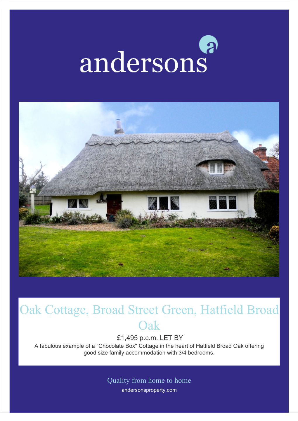 Oak Cottage, Broad Street Green, Hatfield Broad Oak £1,495 P.C.M