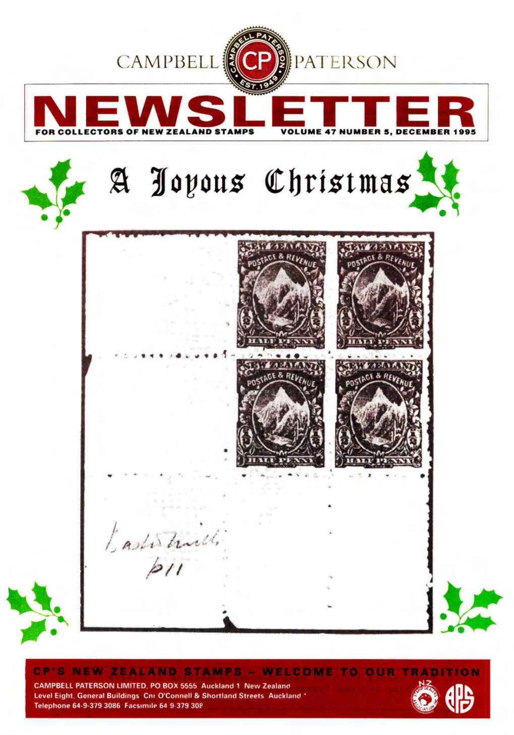 Nevvsletter for Collectors of New Zealand Stamps Volume 47 Number 5, December 1995