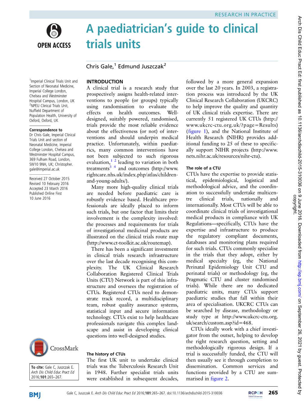 A Paediatriciants Guide to Clinical Trials Units