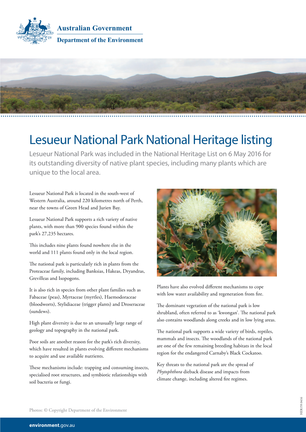 Lesueur National Park National Heritage Listing