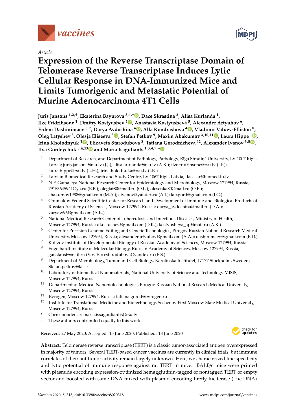 Expression of the Reverse Transcriptase Domain Of