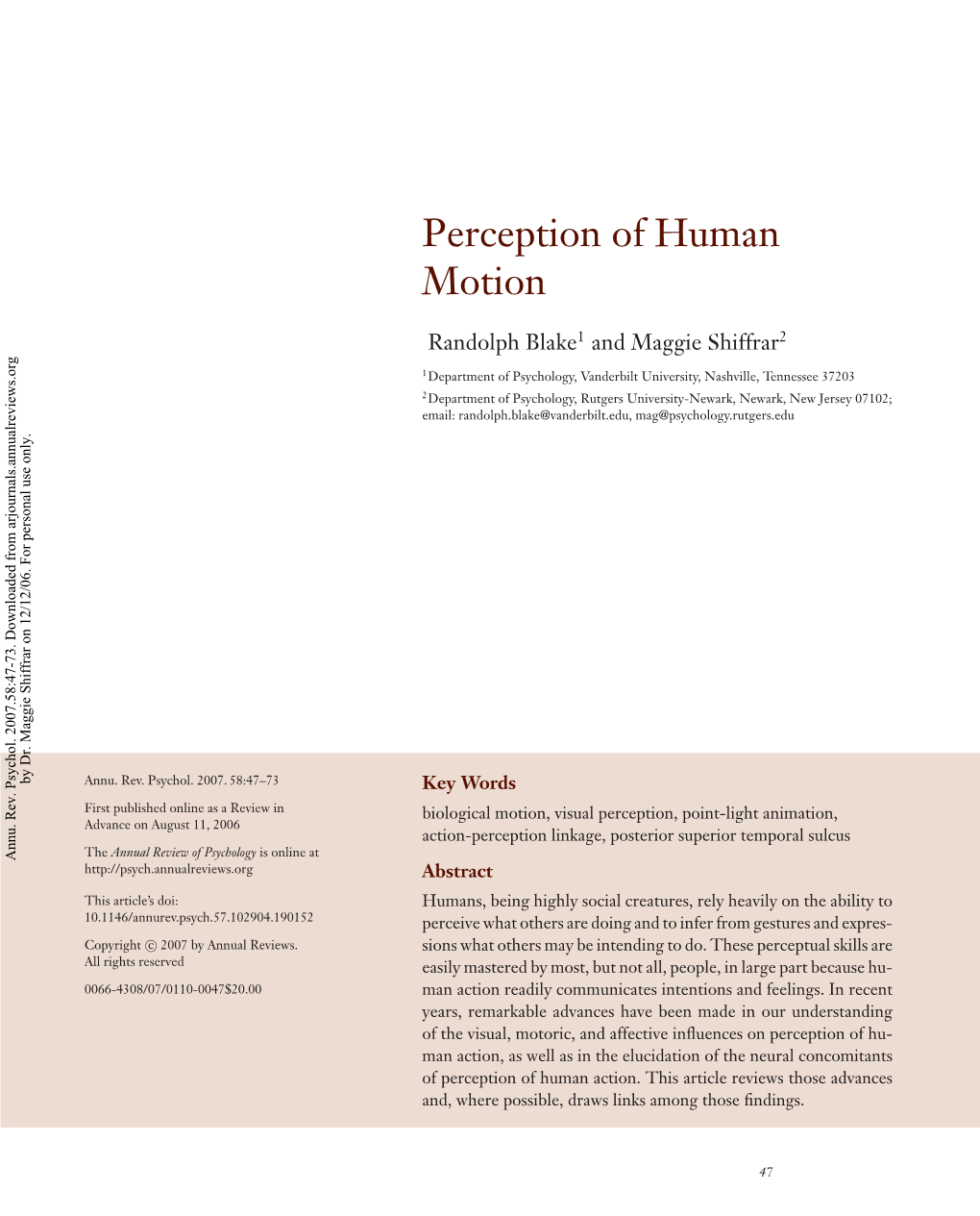 Perception of Human Motion