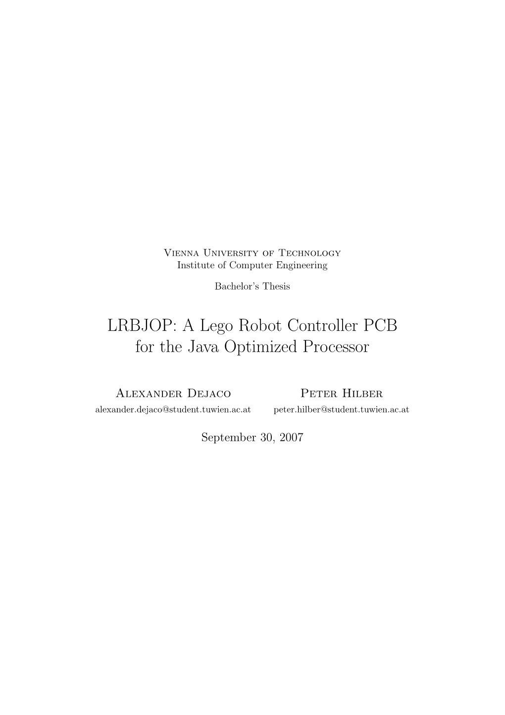 LRBJOP: a Lego Robot Controller PCB for the Java Optimized Processor