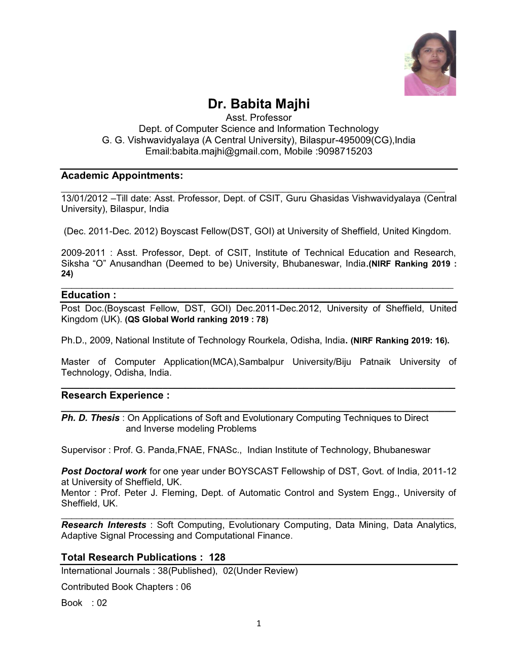 Dr. Babita Majhi Asst