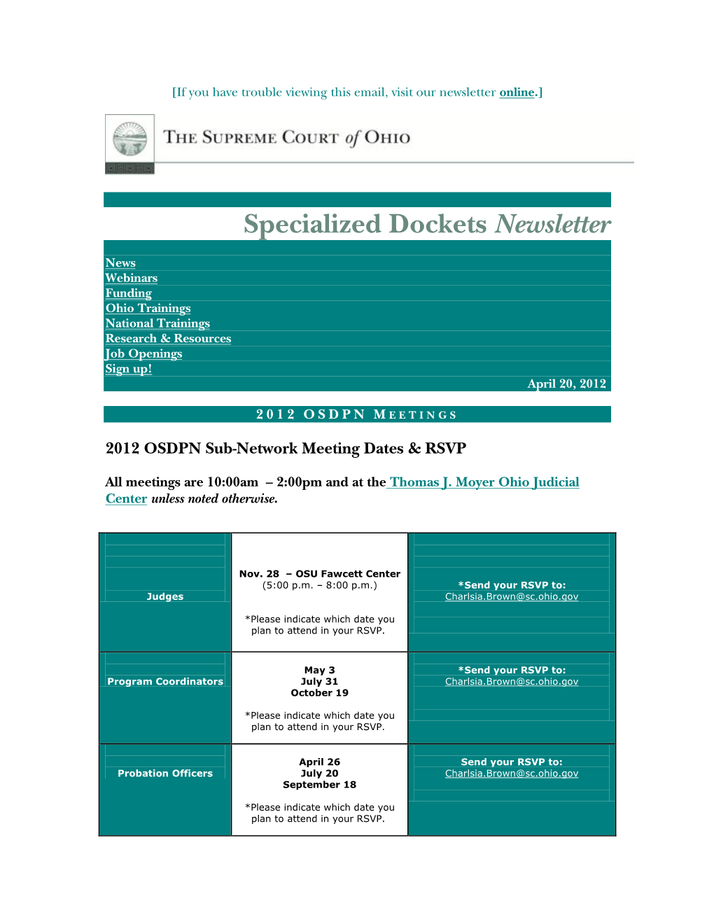 Specialized Dockets Newsletter