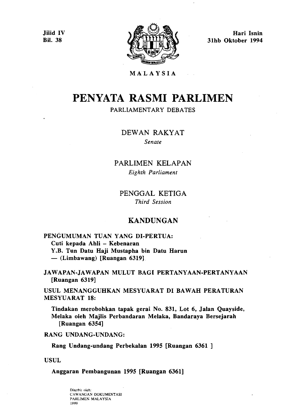 Penyata Rasmi Parlimen Parliamentary Debates