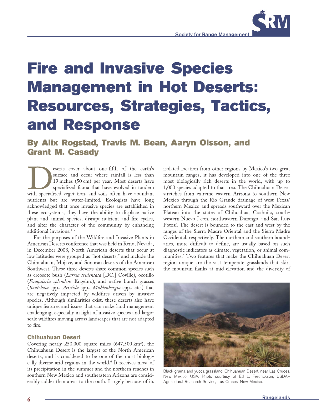 Fire and Invasive Species Management in Hot Deserts: Resources, Strategies, Tactics, and Response by Alix Rogstad, Travis M