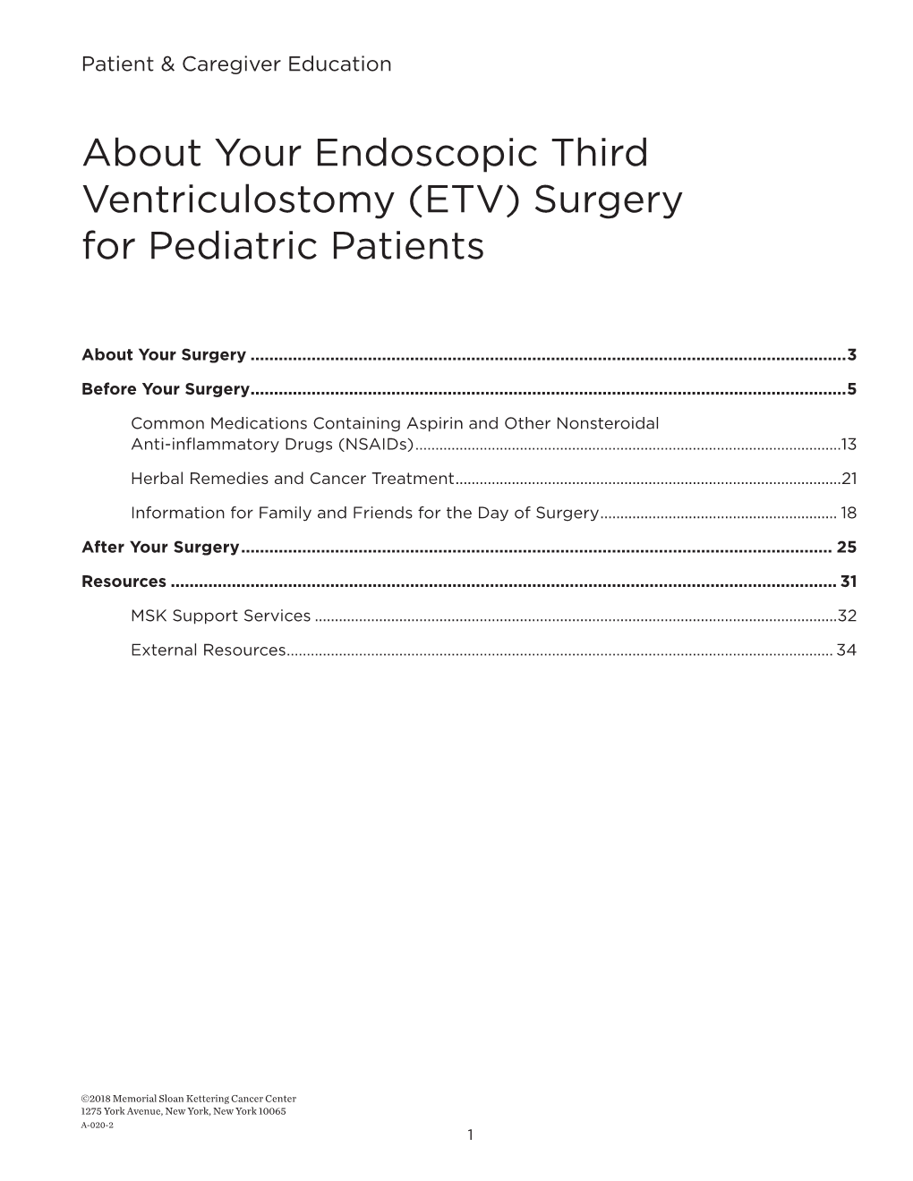 ETV) Surgery for Pediatric Patients