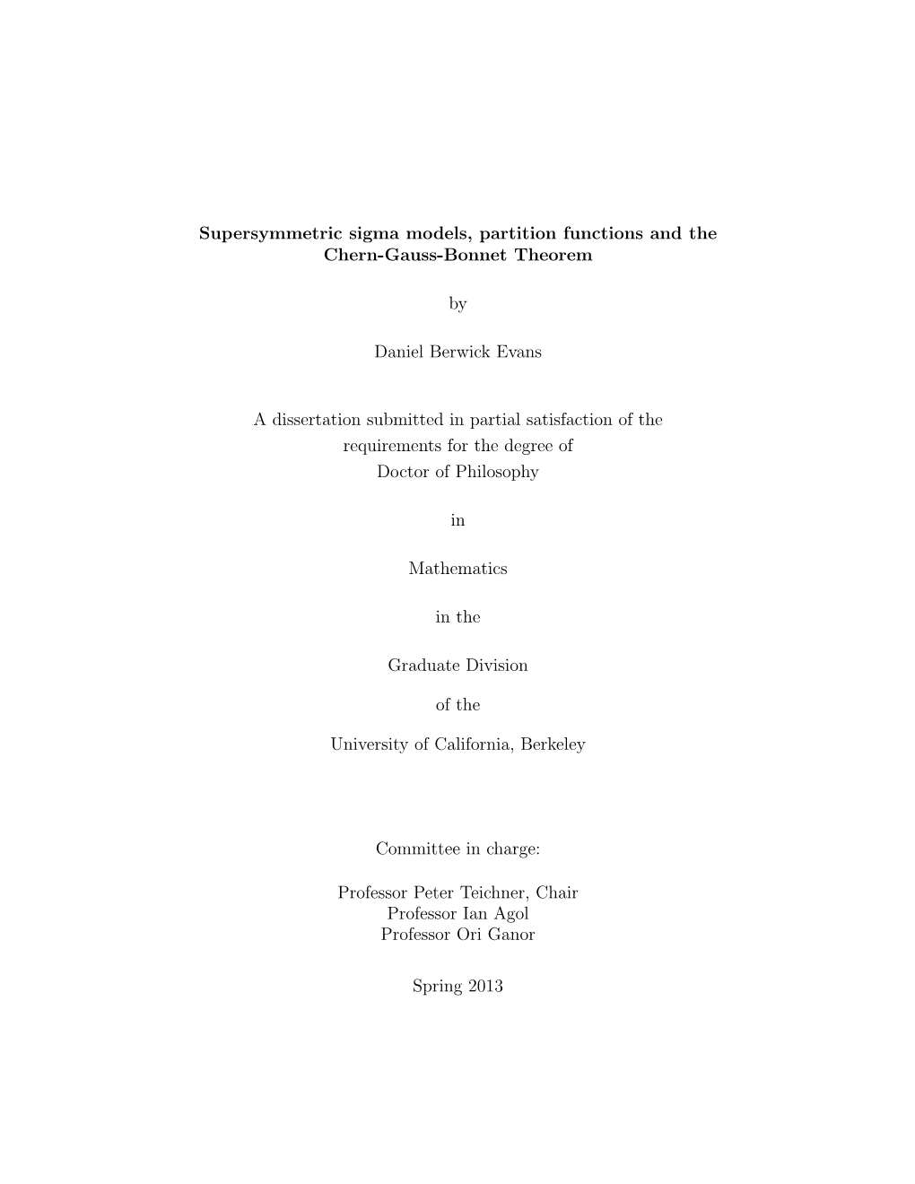 Supersymmetric Sigma Models, Partition Functions and the Chern-Gauss-Bonnet Theorem