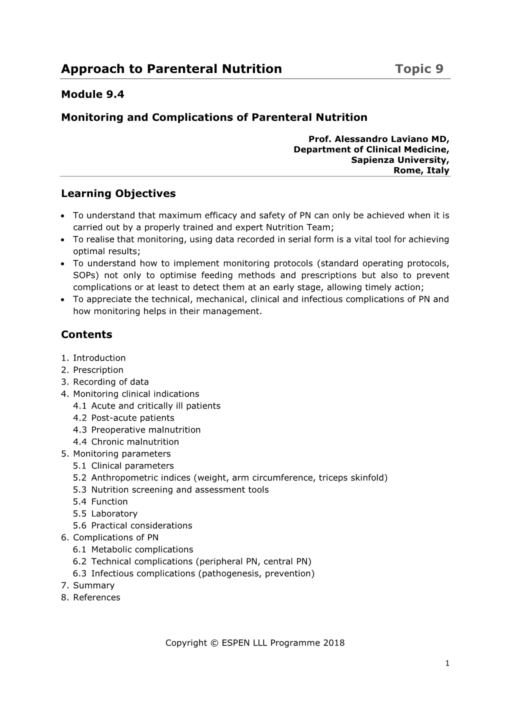 Approach to Parenteral Nutrition Topic 9