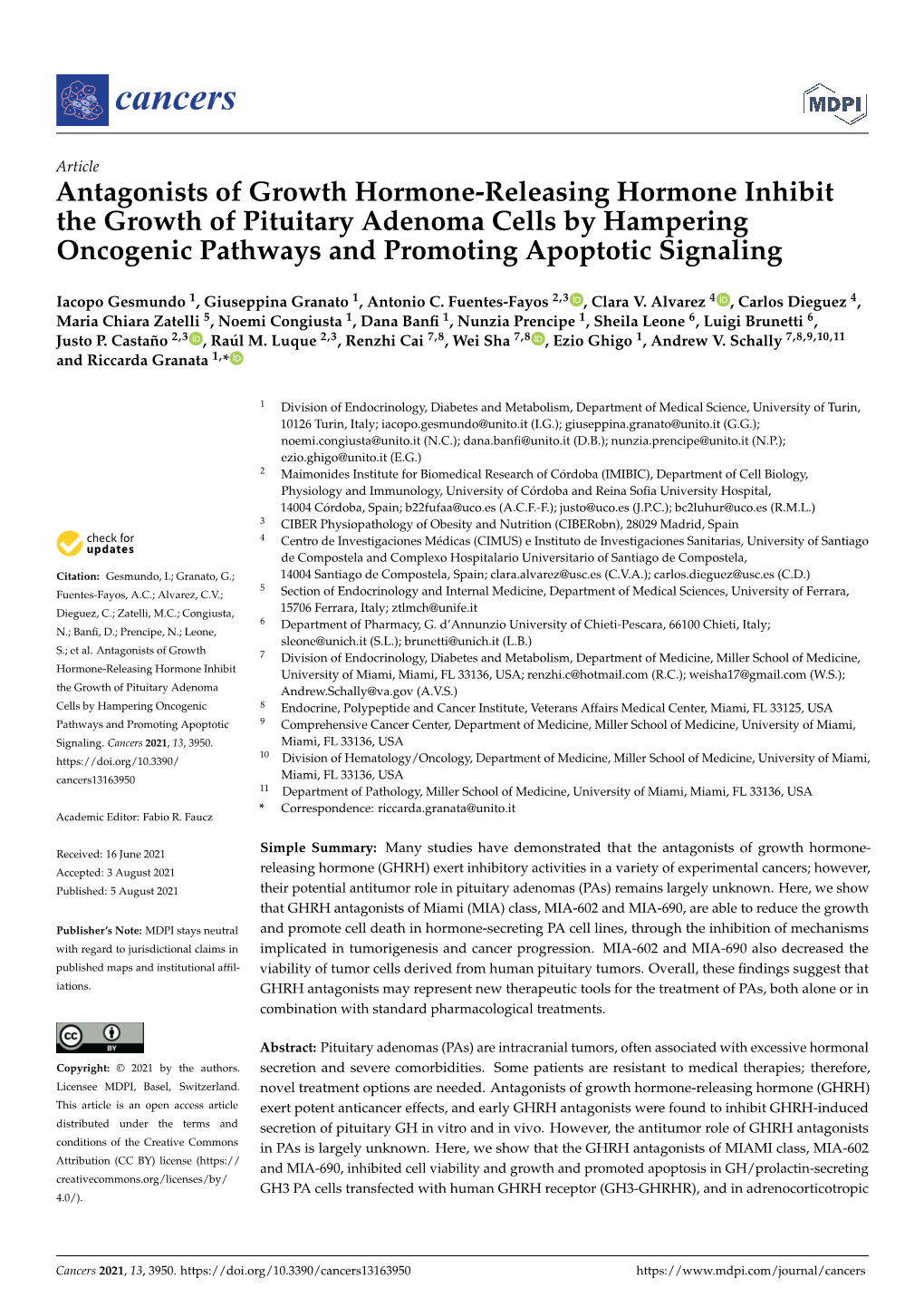 Antagonists of Growth Hormone-Releasing Hormone Inhibit the Growth of Pituitary Adenoma Cells by Hampering Oncogenic Pathways and Promoting Apoptotic Signaling