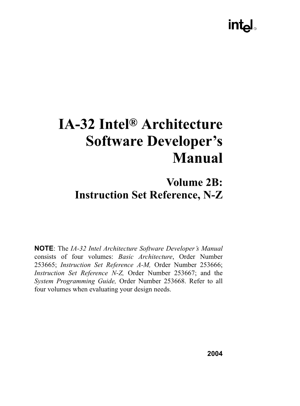 IA-32 Intel® Architecture Software Developer's Manual