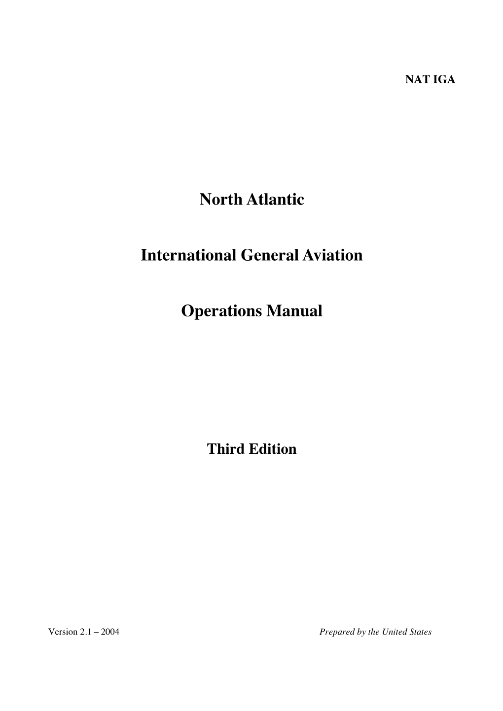 North Atlantic International General Aviation Operations Manual U.S