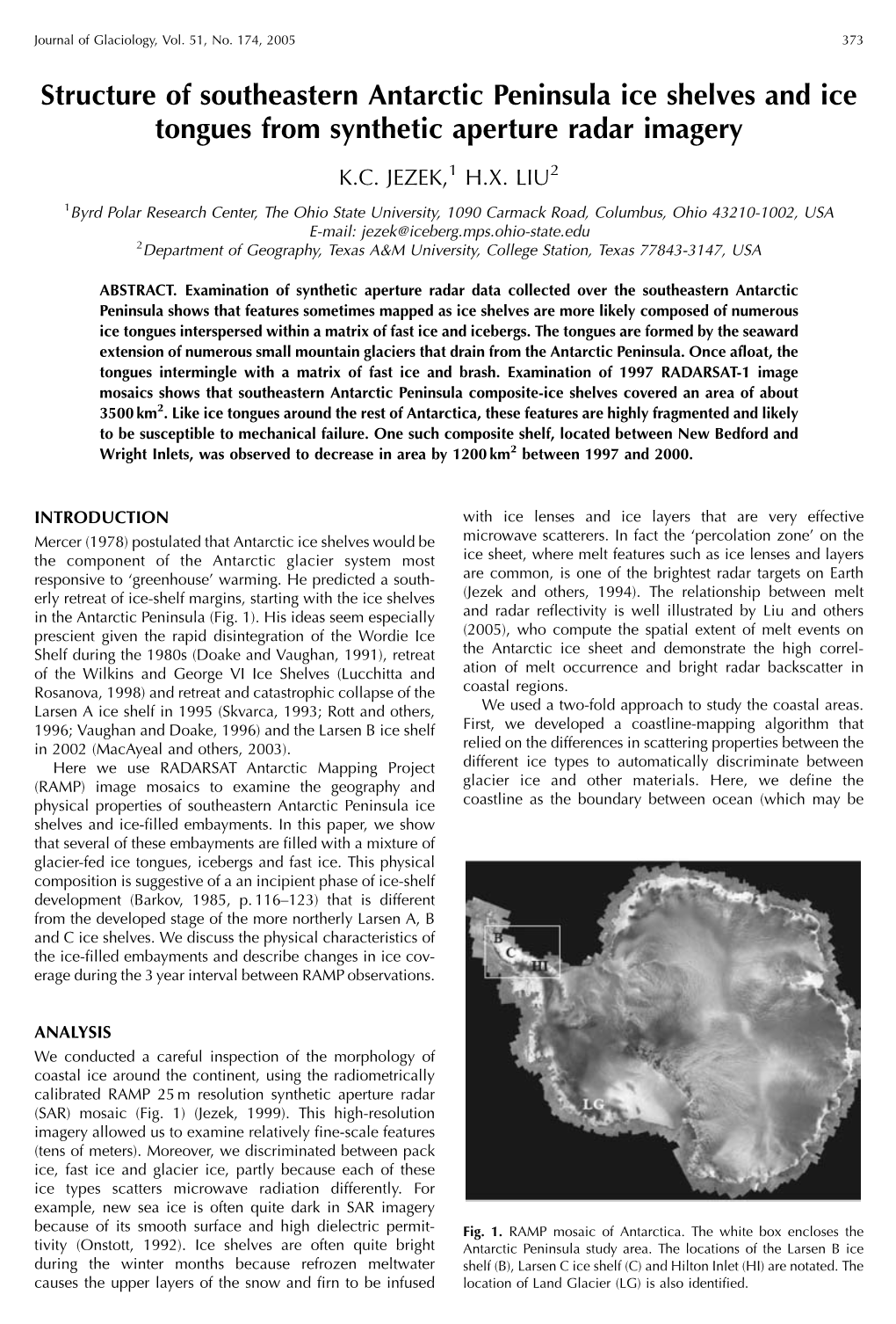 Structure of Southeastern Antarctic Peninsula Ice Shelves and Ice Tongues from Synthetic Aperture Radar Imagery