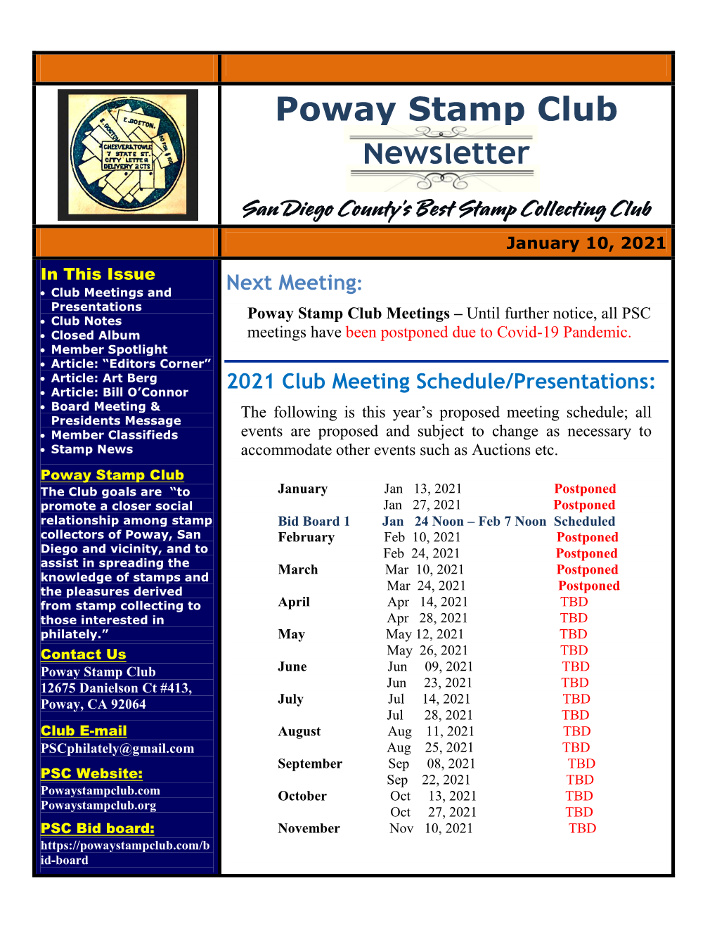 Poway Stamp Club Newsletter