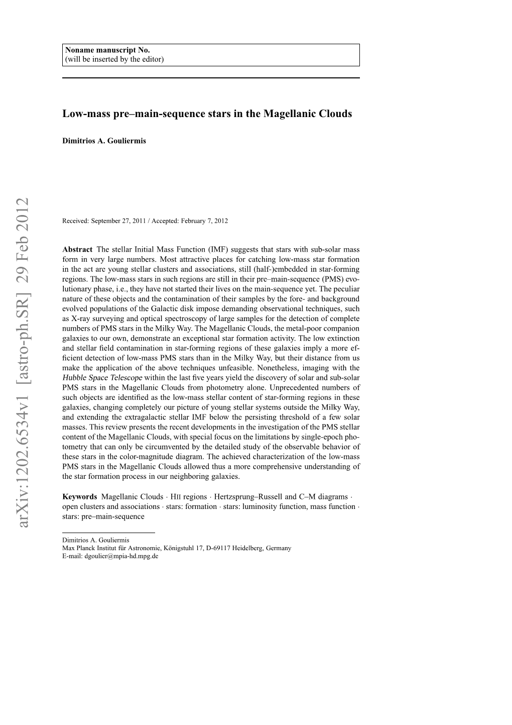 Arxiv:1202.6534V1 [Astro-Ph.SR] 29 Feb 2012 Aeteapiaino H Bv Ehiusufail.No Unfeasible