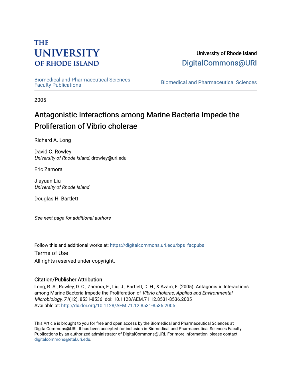 Antagonistic Interactions Among Marine Bacteria Impede the Proliferation of Vibrio Cholerae