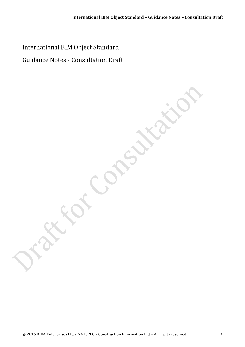 International BIM Object Standard Guidance Notes - Consultation Draft