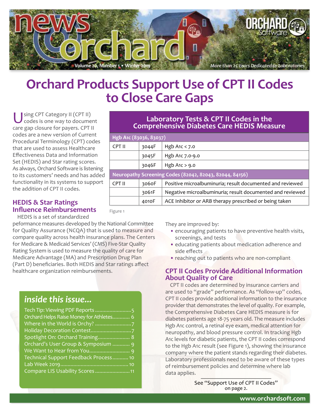 Orchard Products Support Use of CPT II Codes to Close Care Gaps