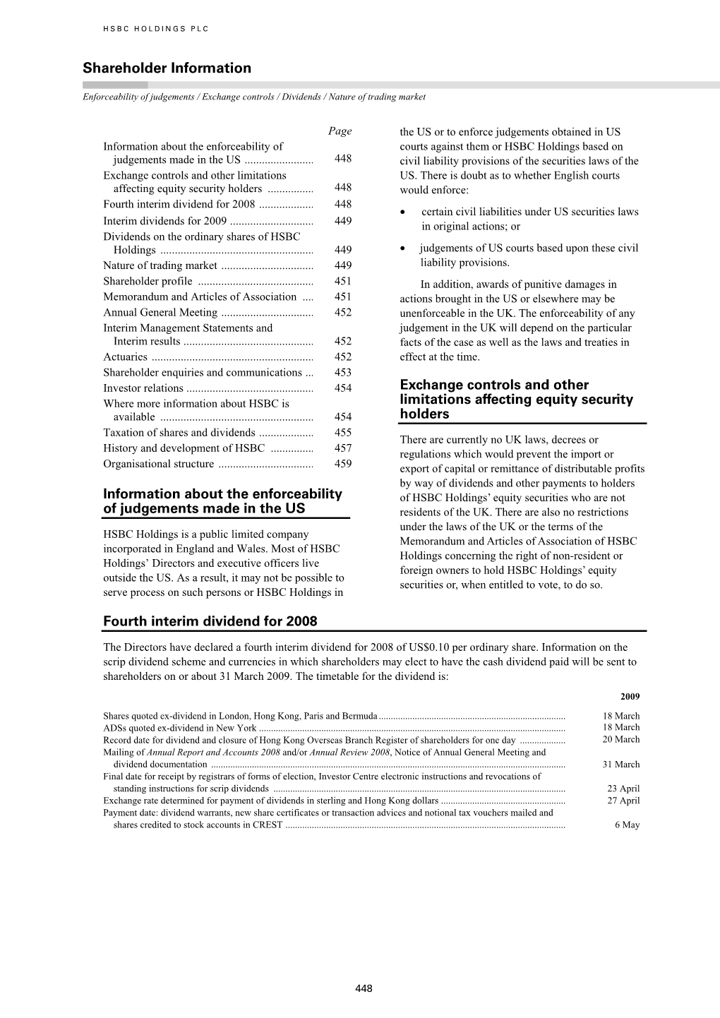 HSBC Holdings Plc 2008 Annual Report and Accounts