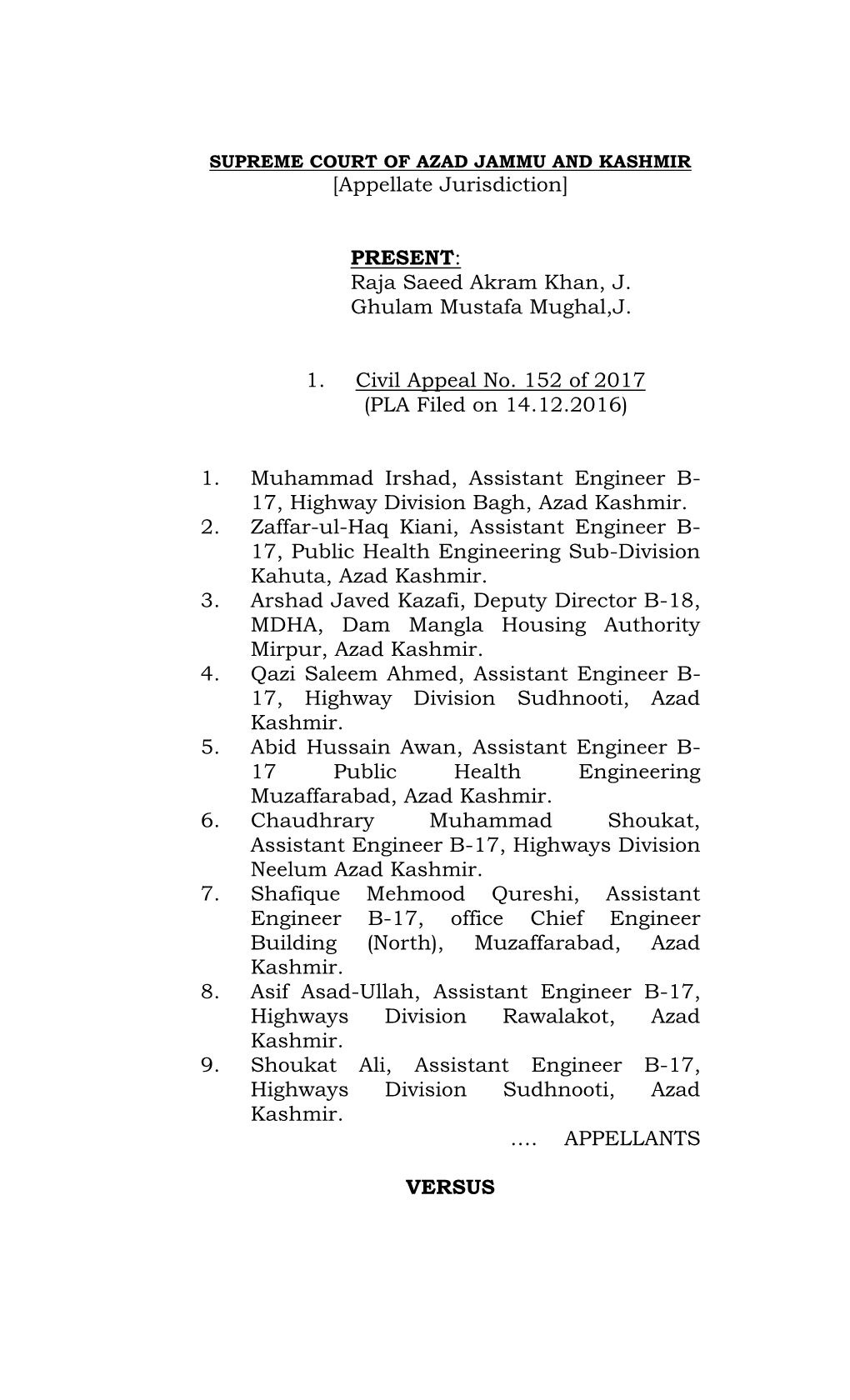 SUPREME COURT of AZAD JAMMU and KASHMIR [Appellate Jurisdiction]