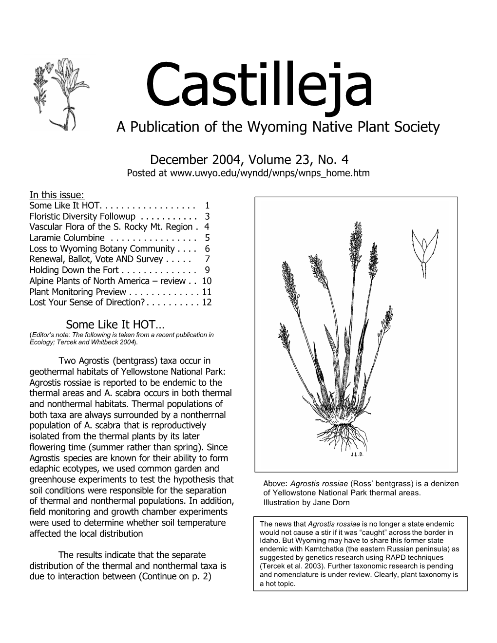 A Publication of the Wyoming Native Plant Society