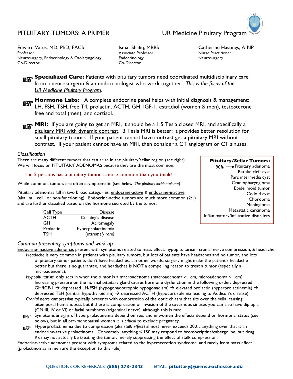 PITUITARY TUMORS 2018 Template