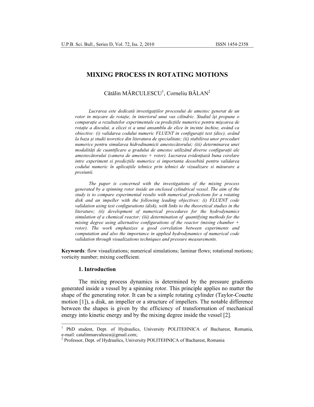 Mixing Process in Rotating Motions