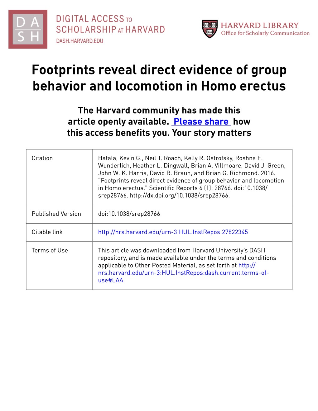 Footprints Reveal Direct Evidence of Group Behavior and Locomotion in Homo Erectus