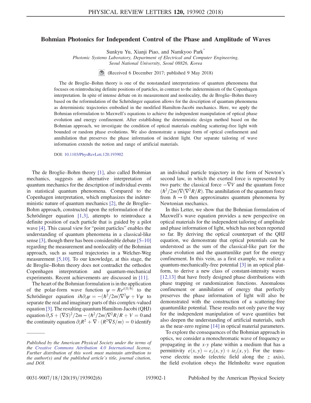 Bohmian Photonics for Independent Control of the Phase and Amplitude of Waves