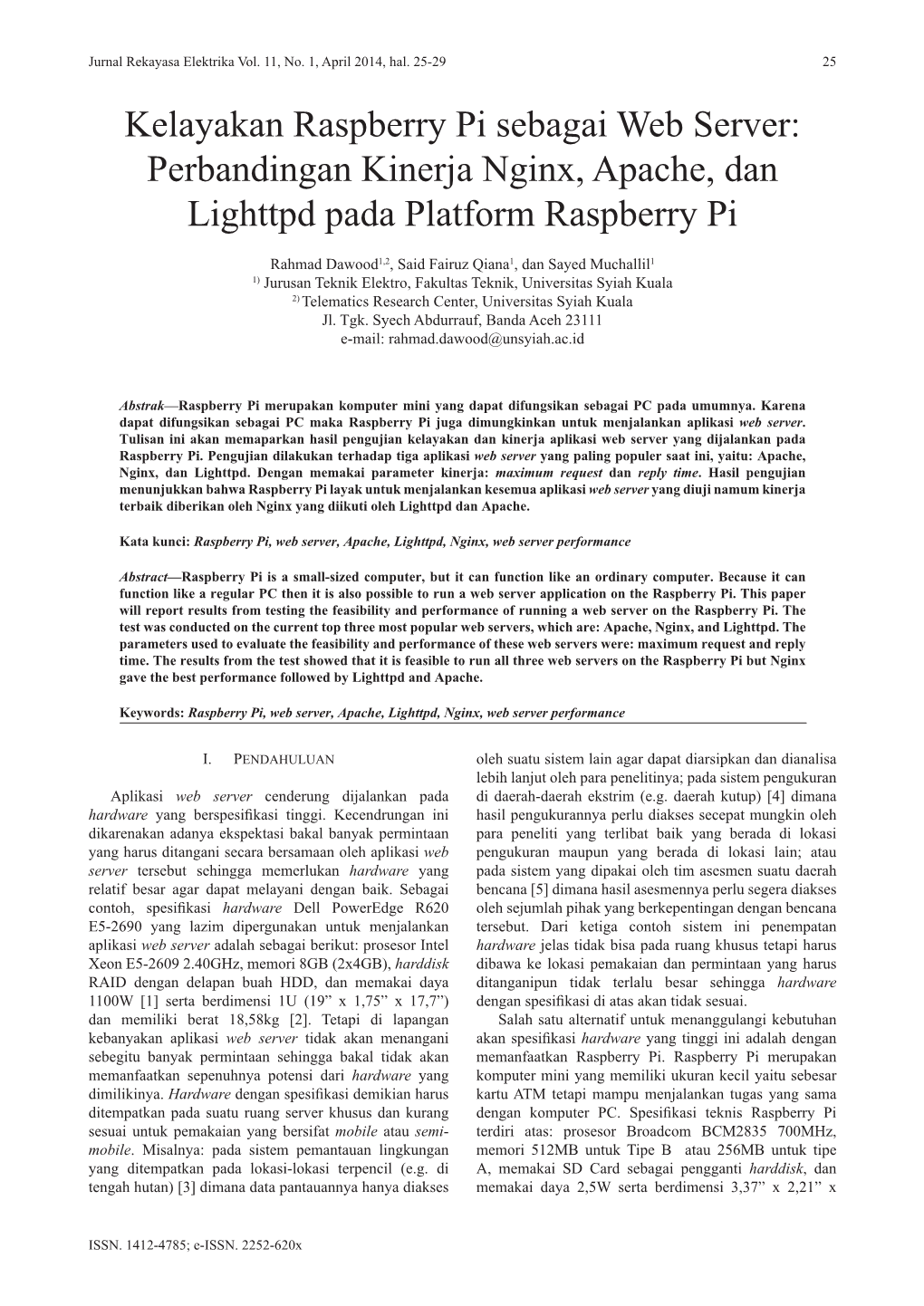 Kelayakan Raspberry Pi Sebagai Web Server: Perbandingan Kinerja Nginx, Apache, Dan Lighttpd Pada Platform Raspberry Pi