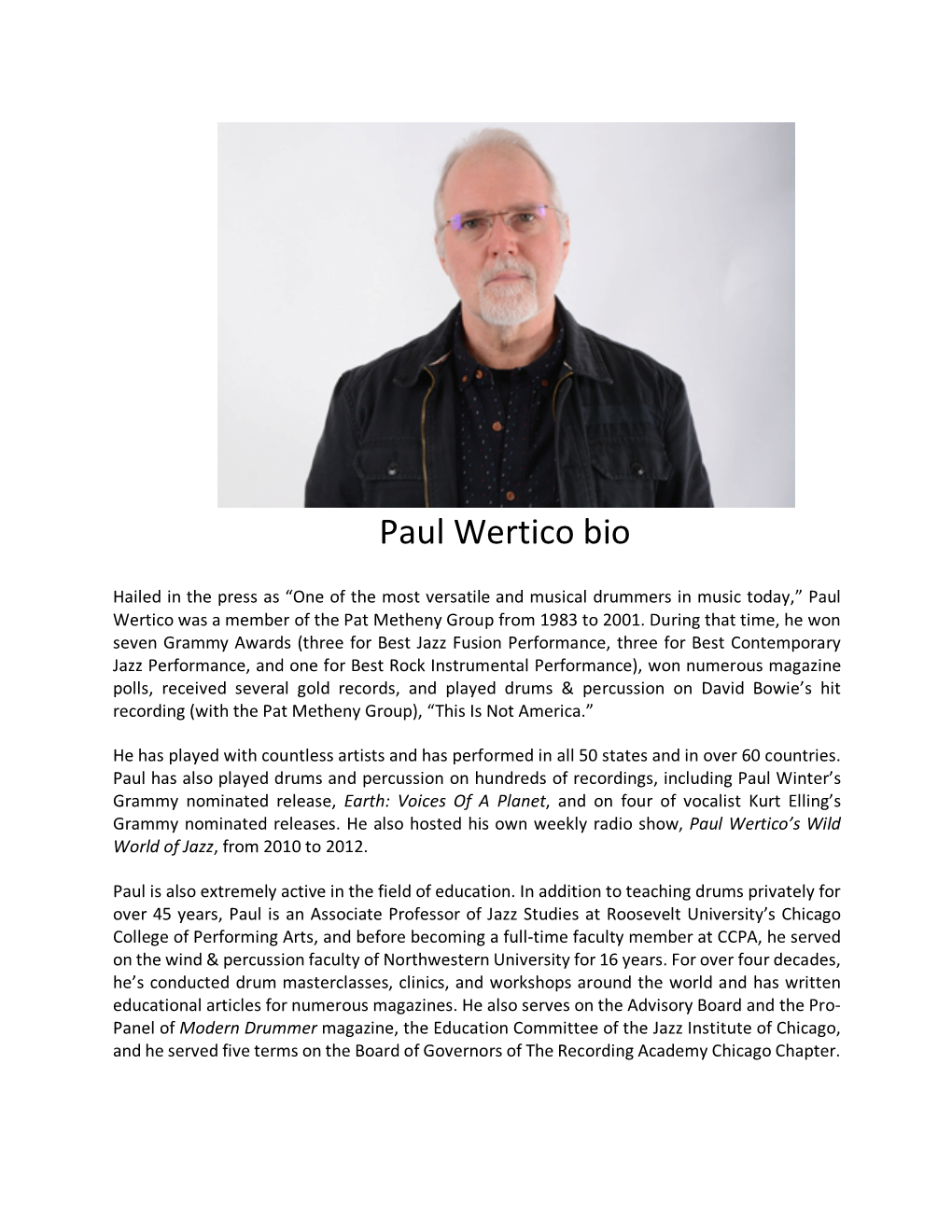 Paul Wertico Bio