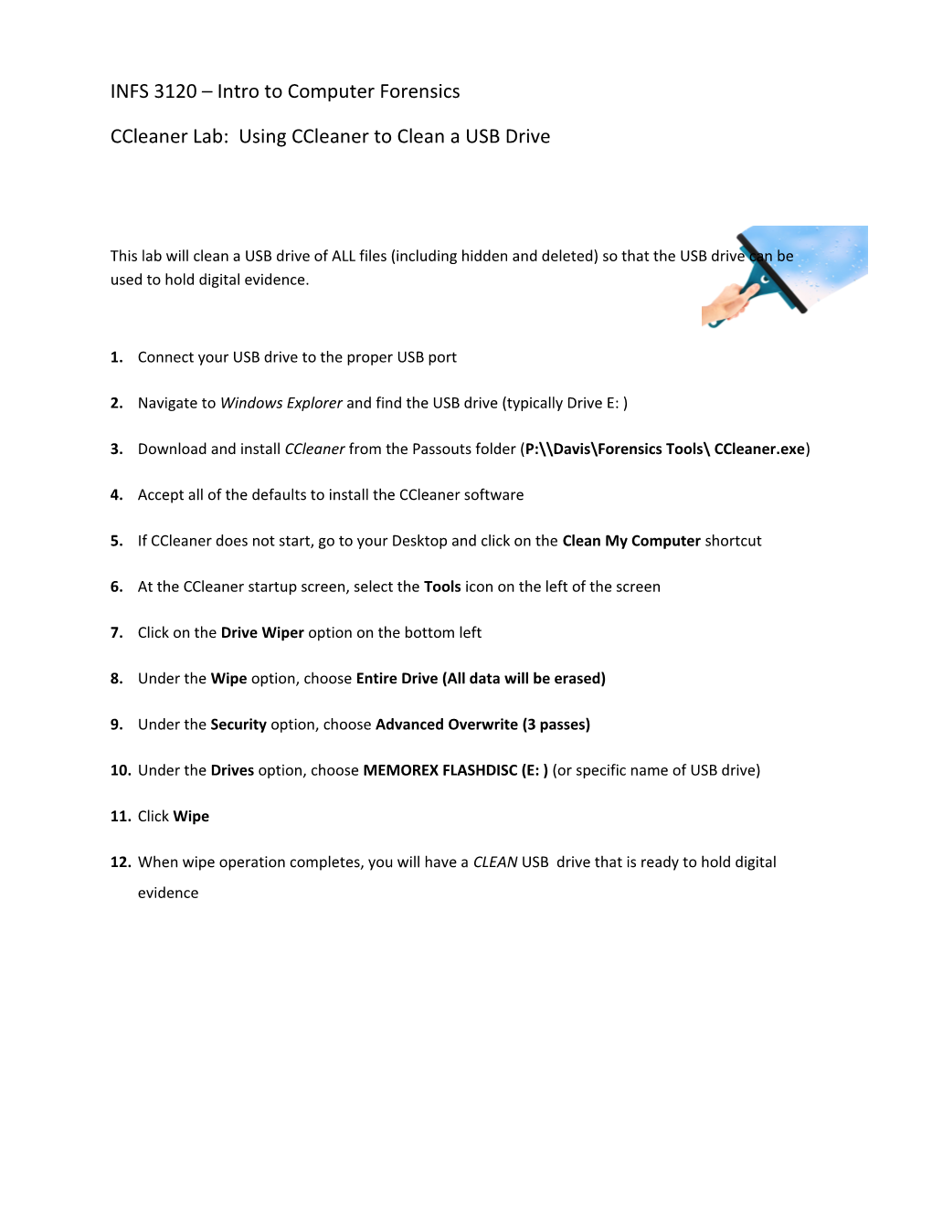 Ccleaner Lab: Using Ccleaner to Clean a USB Drive