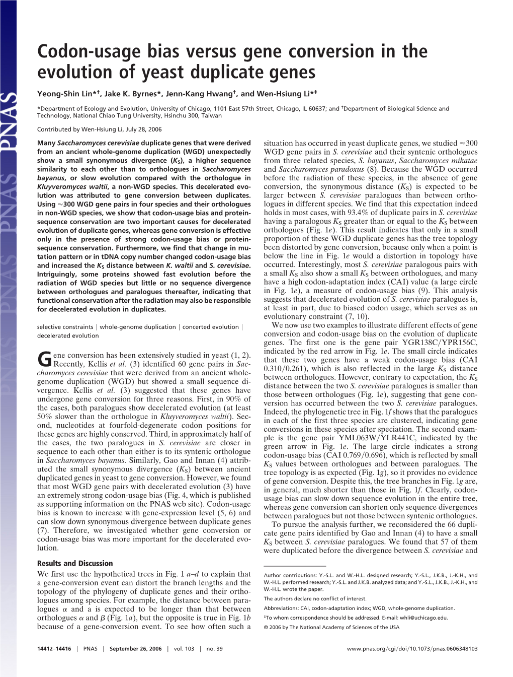 Codon-Usage Bias Versus Gene Conversion in the Evolution of Yeast Duplicate Genes