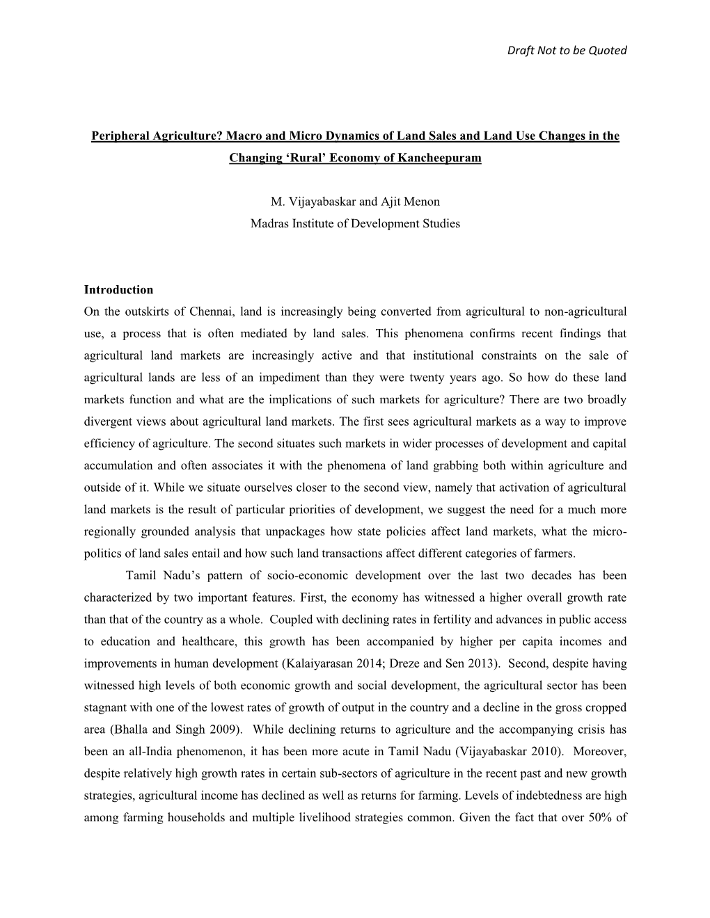 Factors Shaping Land-Use Change in Rural Tamil Nadu: a Micro-Level Study