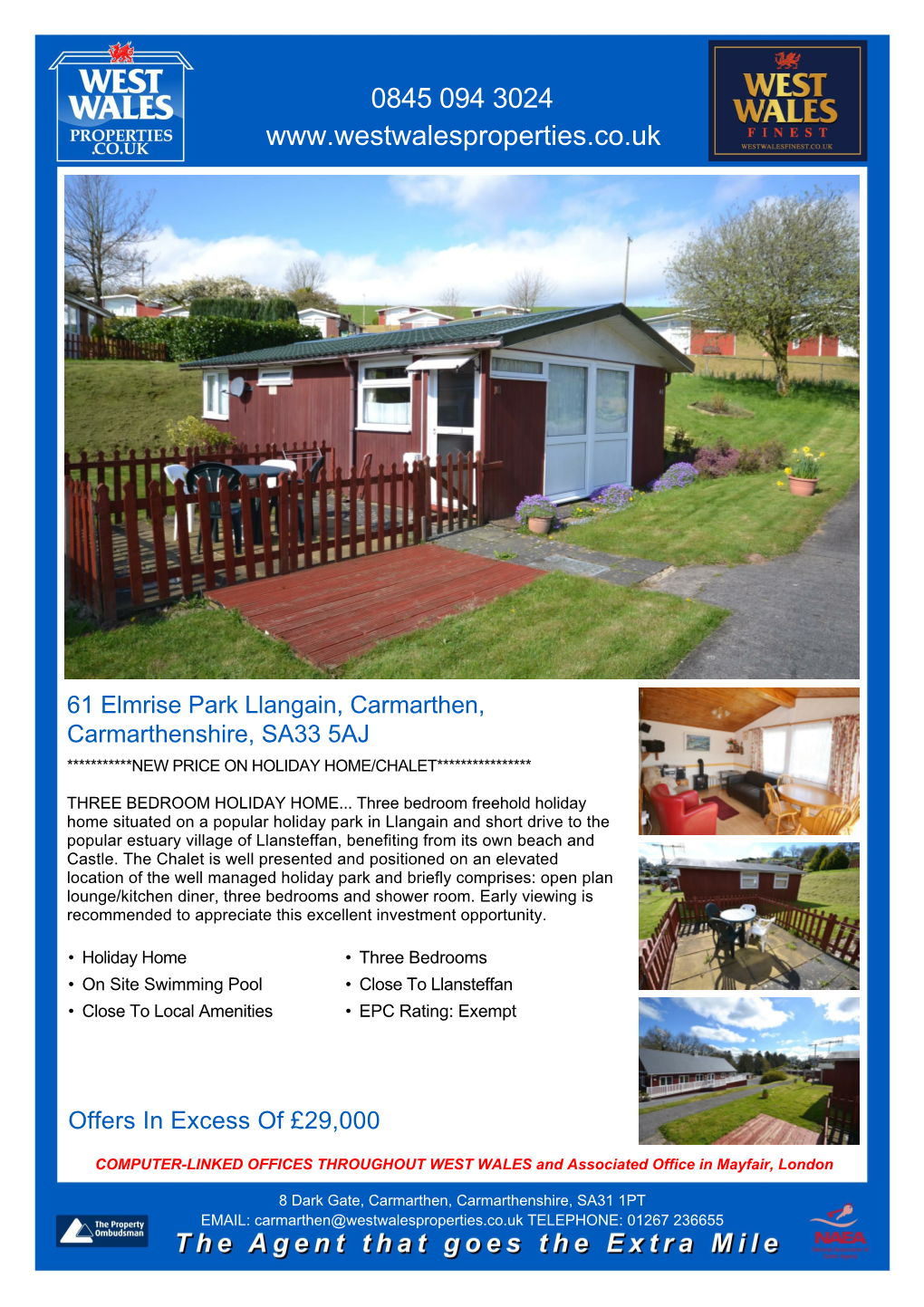 Llangain, Carmarthen, Carmarthenshire, SA33 5AJ ***********NEW PRICE on HOLIDAY HOME/CHALET****************