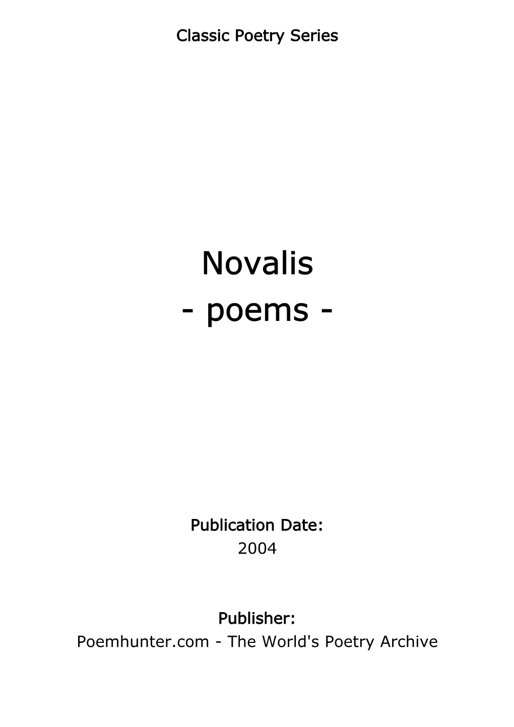 Novalis - Poems