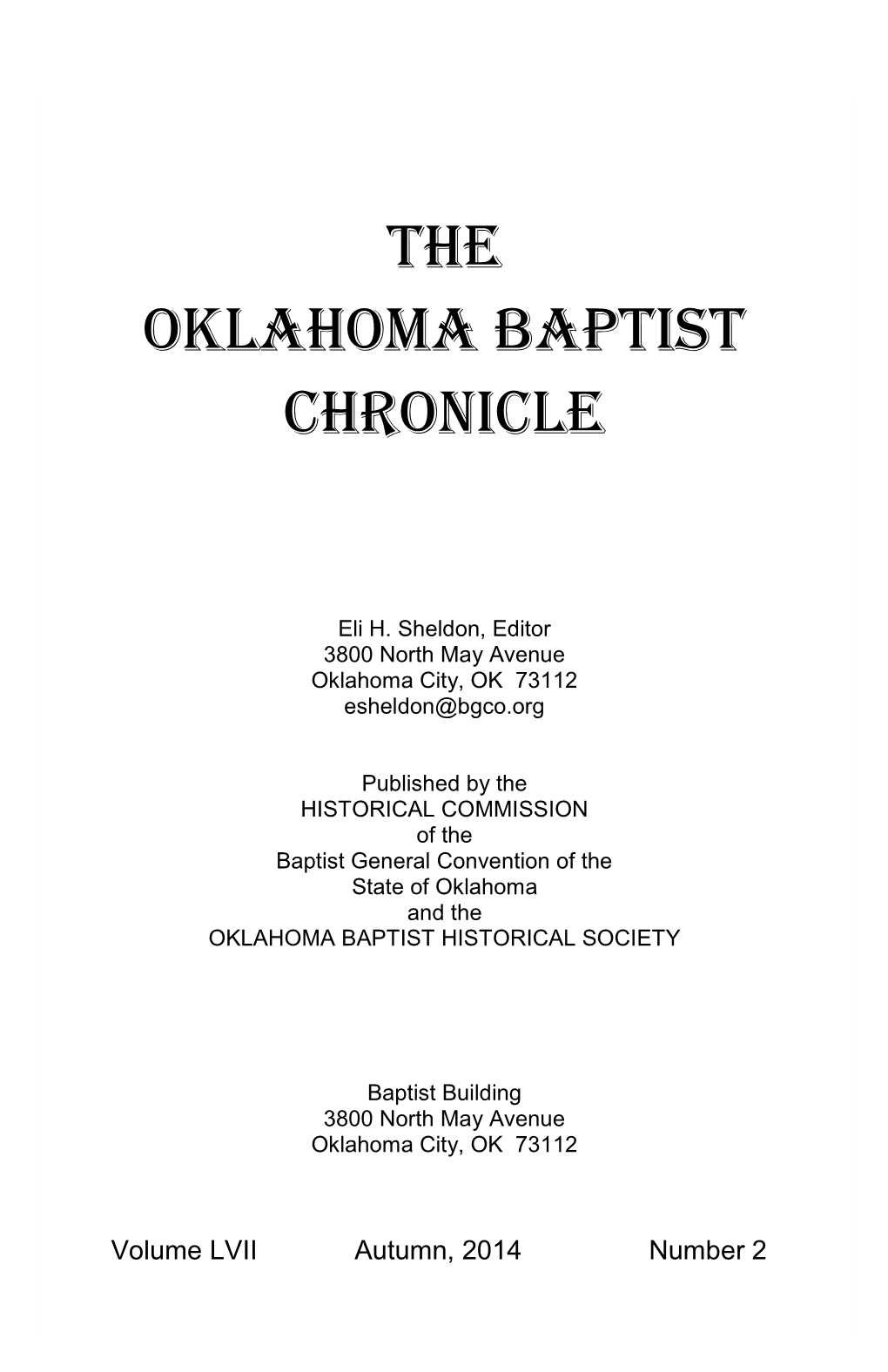 The Oklahoma Baptist Chronicle